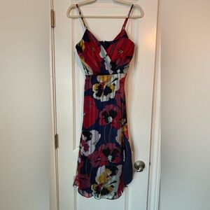 Lulus All About Love Royal Blue Floral Print Midi Dress, size Small